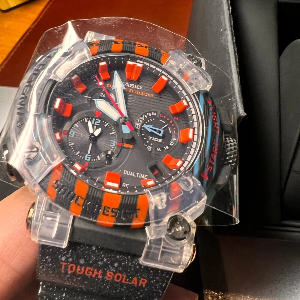 G-Shock Clear Case Black Watch with Orange Accents